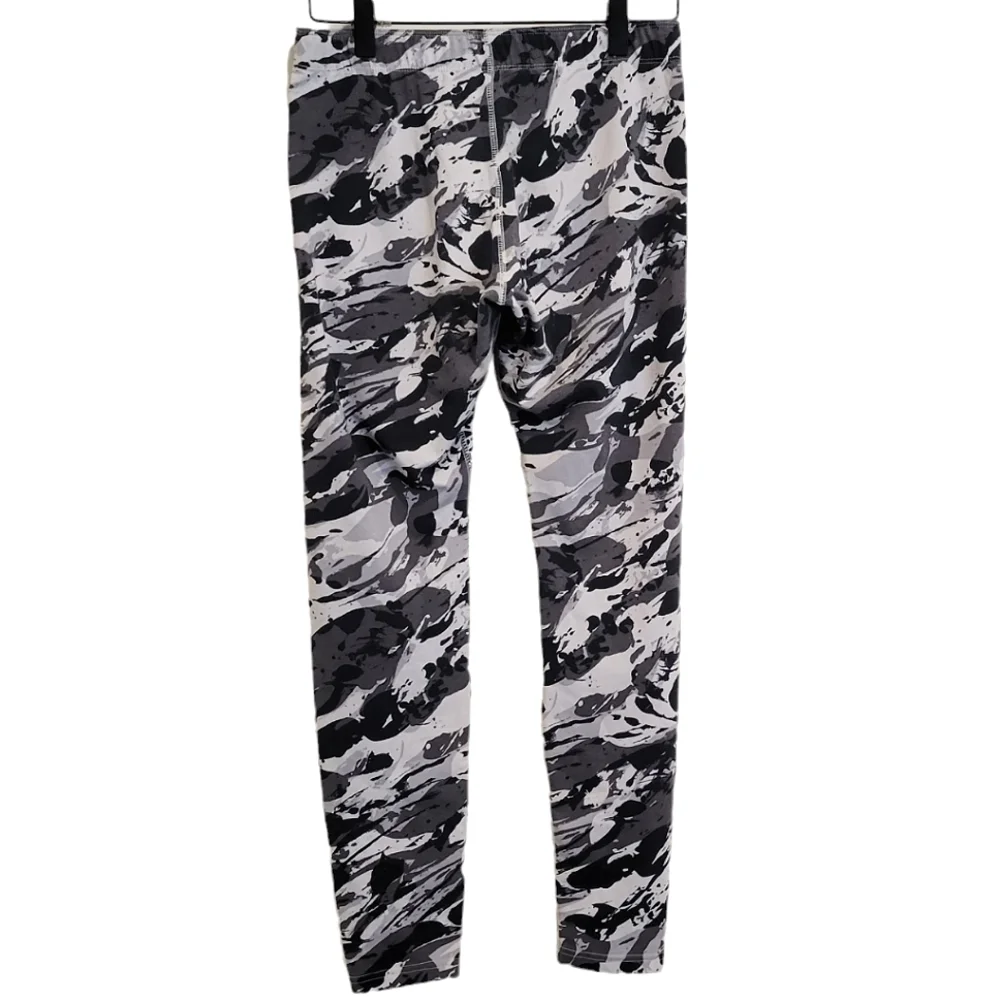 Nike Just Do It Black White Gray Marbled Camo Splash Patterned Leggings High EUC - Picture 2 of 7